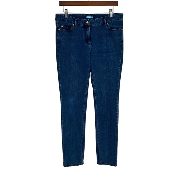J.McLaughlin Womens Mid Rise Skinny Leg Jeans Size 8 Blue Denim Ankle Stretch - Picture 1 of 12